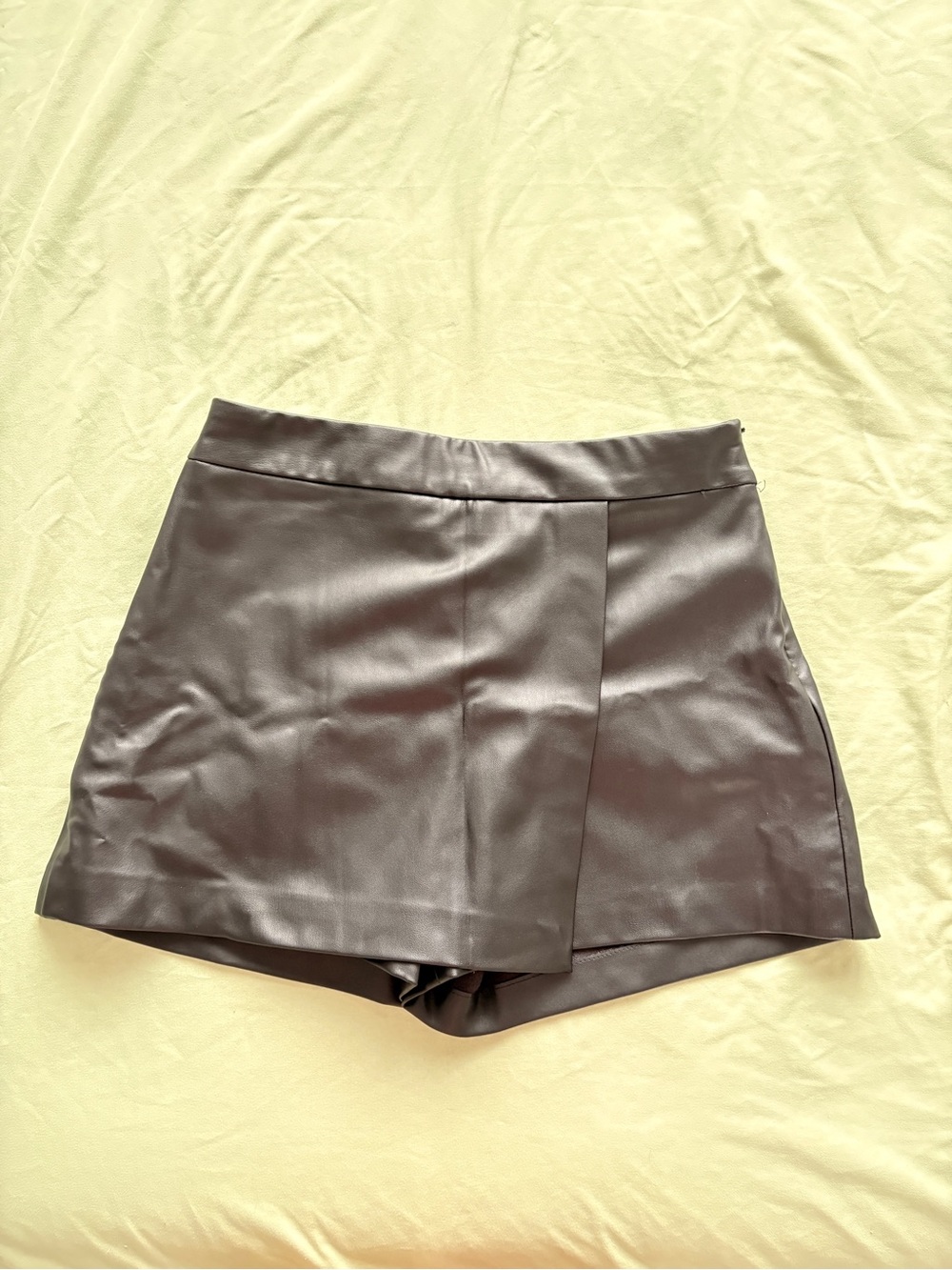 Zara Black Faux-Leather Wrap-Front Skort